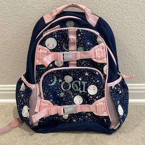 Pottery Barn Navy Moons glow in the dark backpack